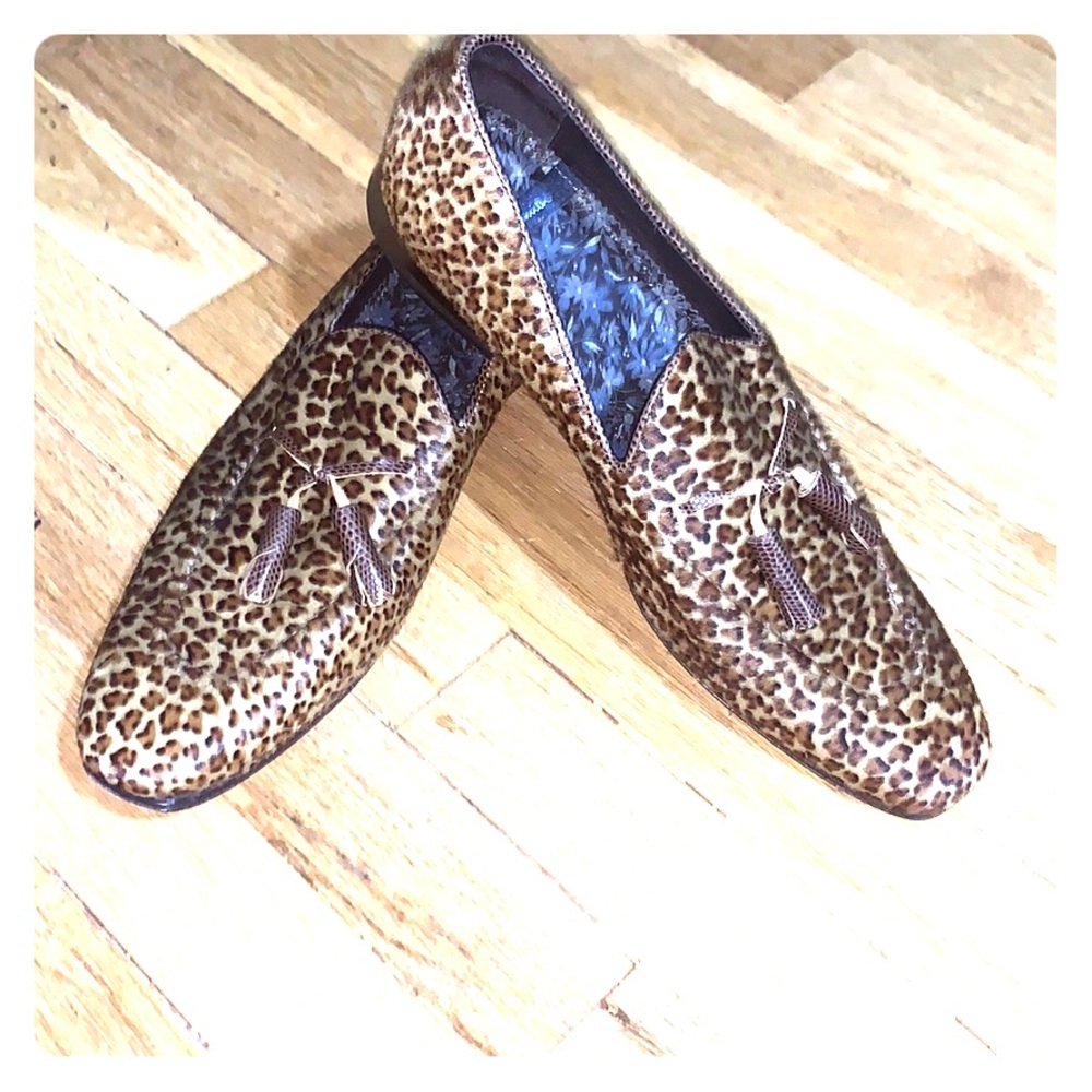 PS Paul Smith Leopard Print Cow Leather Loafers 8